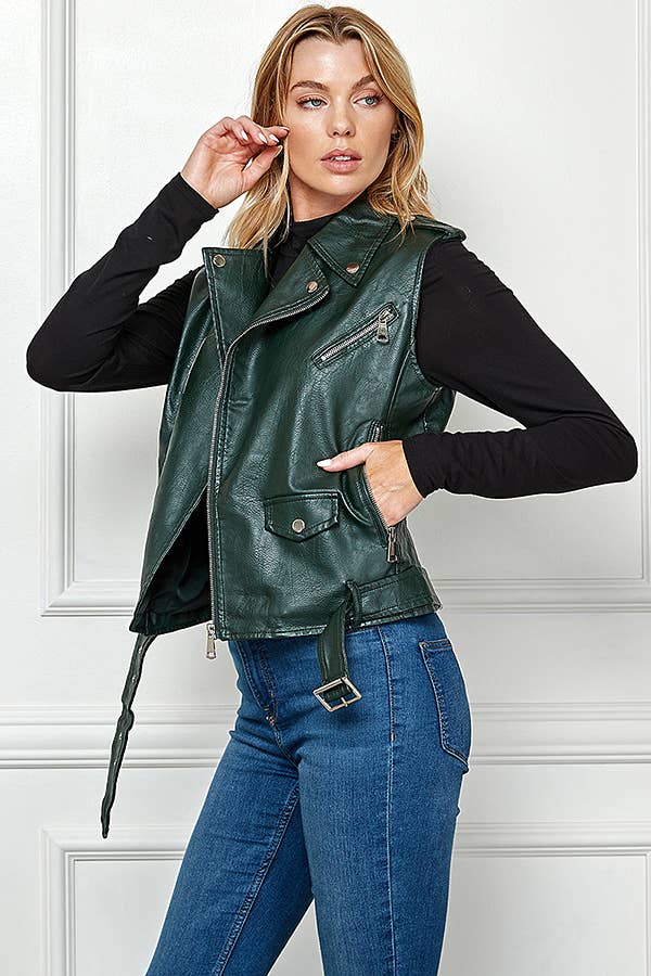 Veracci – wholesale Leather jacket – Women′s – Biker Faux Leather Sleeveless Jacket, Biker Vest12
