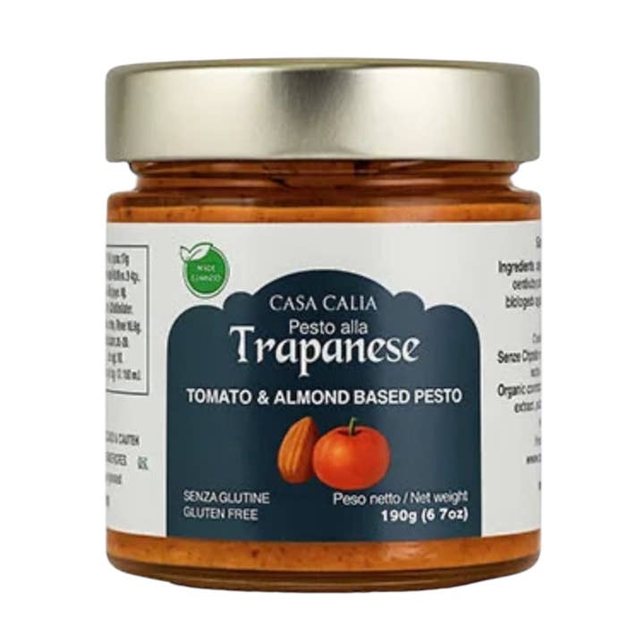 Pesto alla Trapanese 190g - Authentic Sicilian Tomato Almond Pesto By Casa Calia for wholesale by Made in eatalia