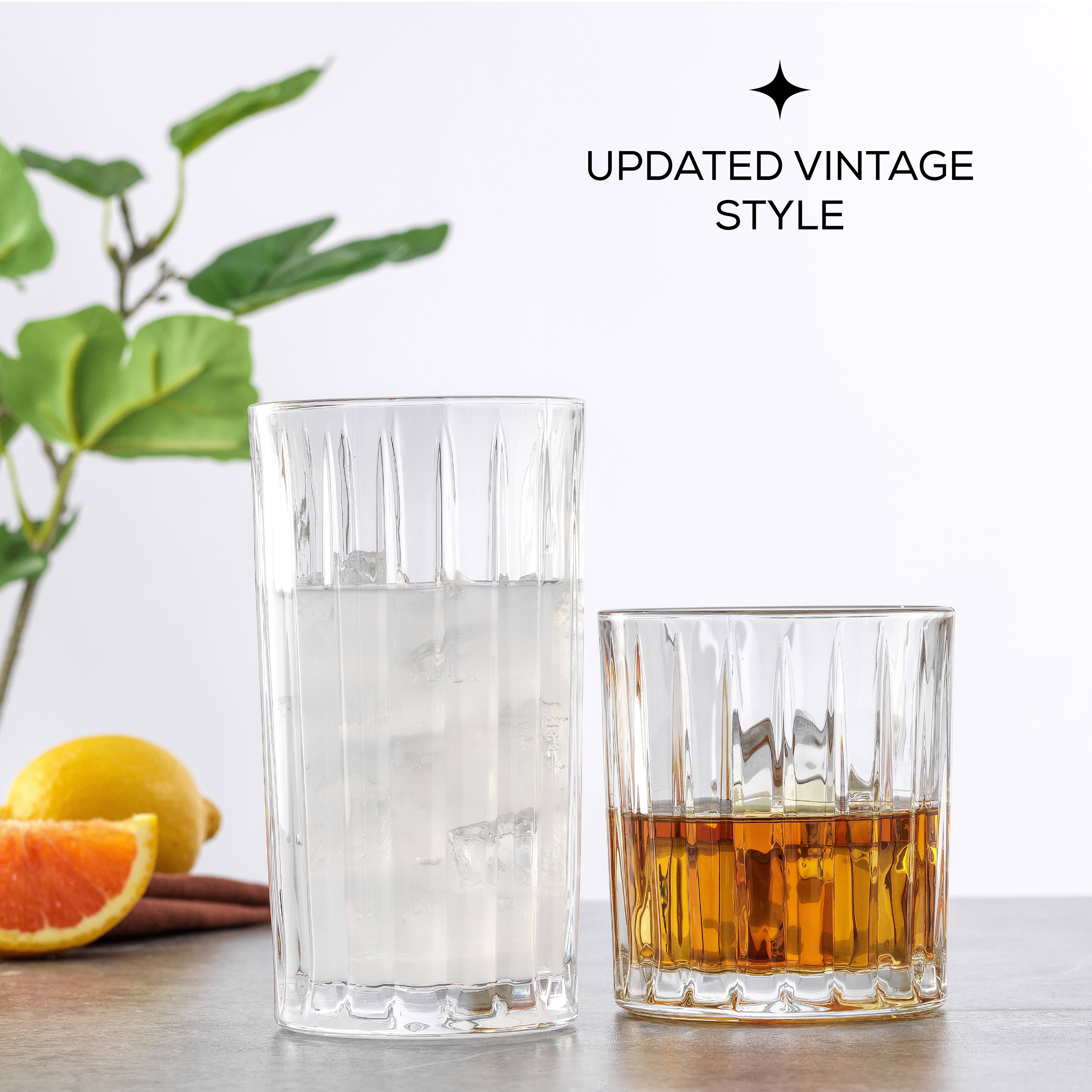 JoyJolt - Wholesale Cocktail/Liquor Glass - Alina 8 Piece Ribbed Glass Drinkware Set8