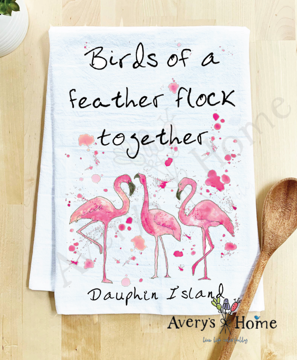 Avery's Home - Wholesale Tea Towel - Birds of a Feather Flamingo Customizable Tea Towel9