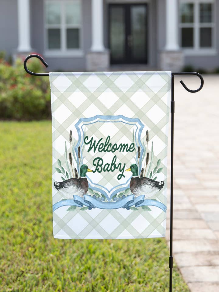 Bandera de Jardín para Anuncio de Bebé - Tema de Patito Escudo de Bebé para venta al por mayor de The Navy Knot