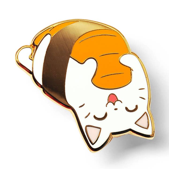 Spilla smaltata a forma di gatto con salmone rovesciato, regalo per la festa per la vendita all'ingrosso da parte di Flair Fighter