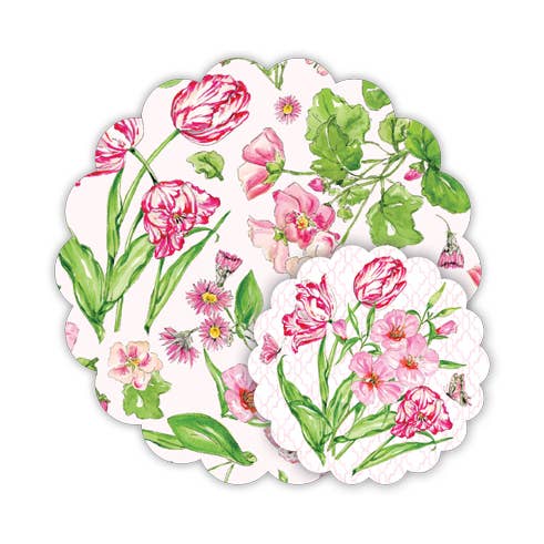 Handpainted Pink Botanical Garden Doily Set for wholesale by RosanneBeck Collections