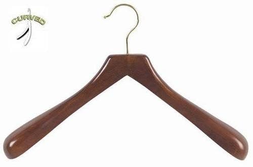 Only Hangers - Wholesale Clothes Hangers - Contoured Coat Hanger (Walnut/Brass)0
