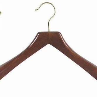 Only Hangers - Wholesale Clothes Hangers - Contoured Coat Hanger (Walnut/Brass)