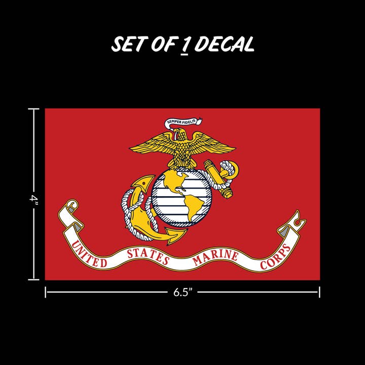 Decalcomania - Wholesale Sticker - Marine Corps Licensed USMC Flag Military Car Sticker Decal1
