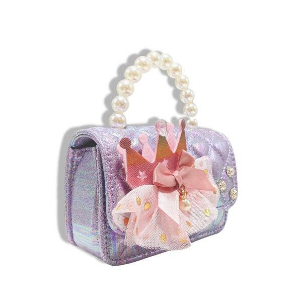 Doe a Dear - Wholesale Purse/Bag Accessory - Kids - B1343 Crown Applique Shiny Quilted Purse (2 Colors)