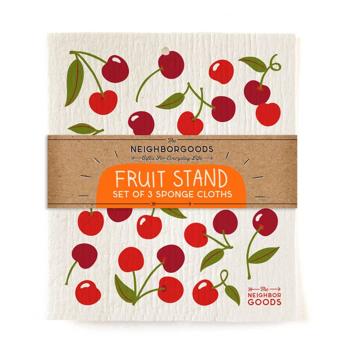 The Neighborgoods – wholesale Dishcloth – FRUIT STAND (Lemon, Orange, Cherry) - Sponge Cloth Set of 31