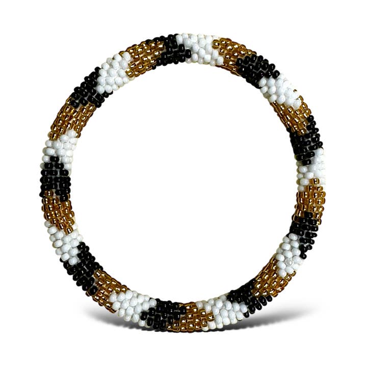 Maison Yvelise - Wholesale Beaded Bracelet - Nepali White Black and Gold Bracelet0