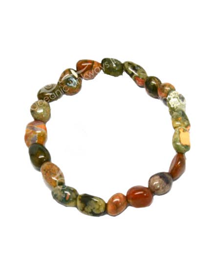 (PC)BRACELET - TUMBLED STONES RHYOLITE (12-15 MM) 7-7.5" for wholesale by Oceanic Linkways Inc
