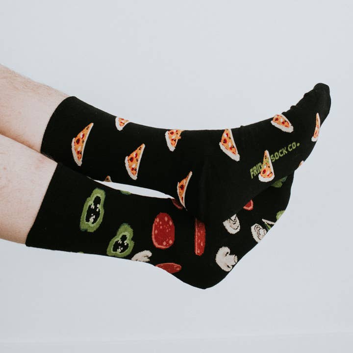Friday Sock Co. – Engroshandel Strømper - Herre – Herresokker i sort med pizza & topping2
