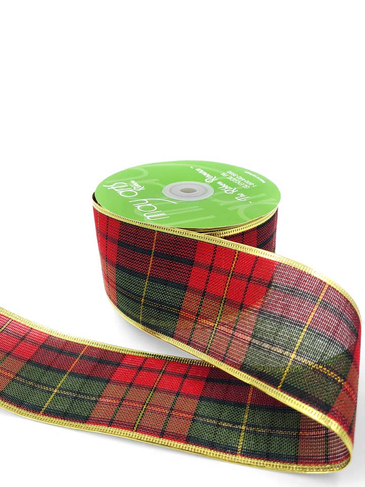 2.5" Christmas Plaid Check Ribbon for wholesale by May Arts Ribbon