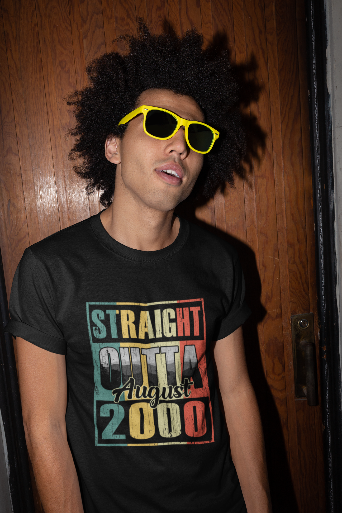 Black ULTRABASIC Men's T-Shirt Straight Outta August 2000 - Vintage 21st Birthday Gift Tee Shirt for wholesale on Faire2