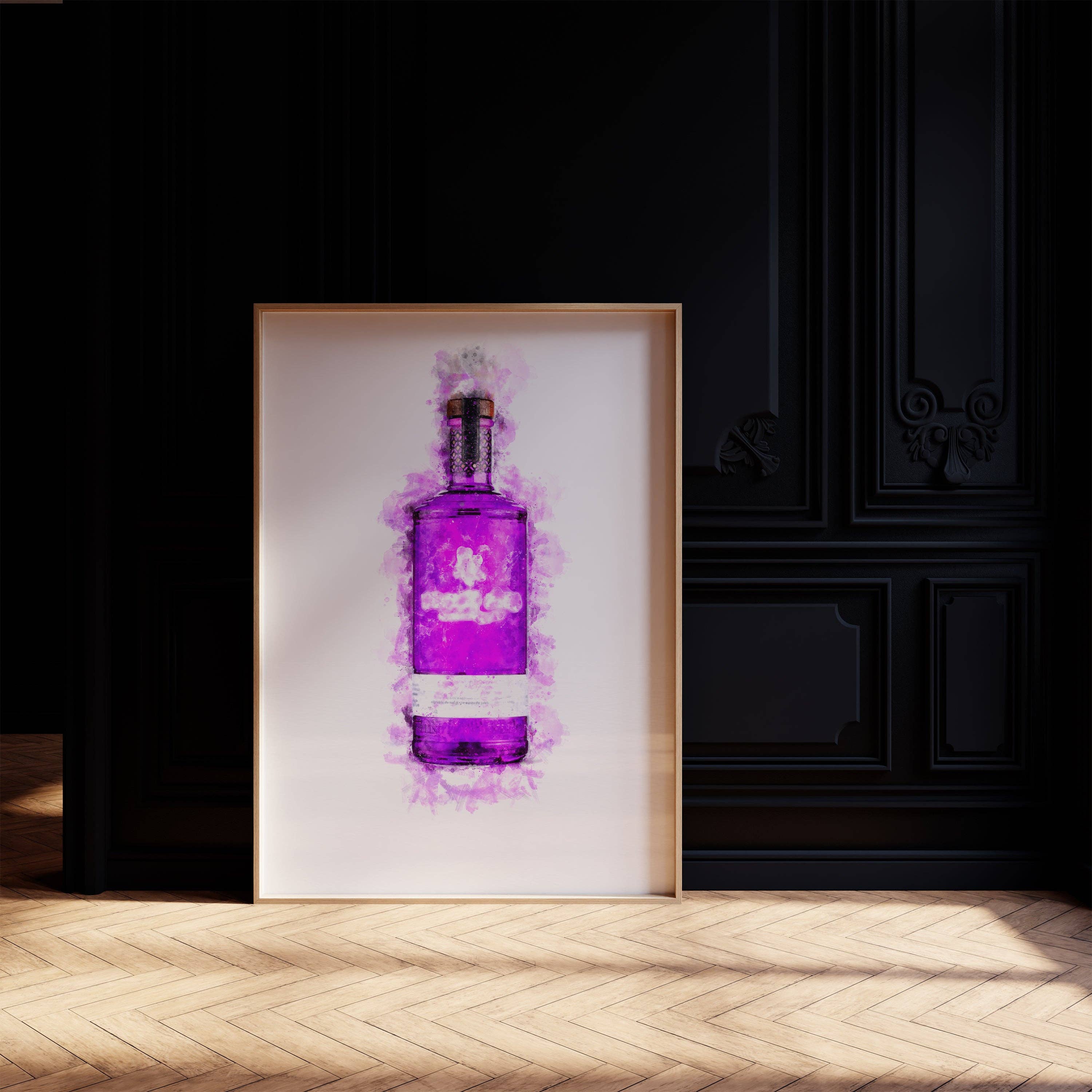 House of Binky – wholesale Art print – Watercolour Purple Gin Bottle Paint Splash Print4