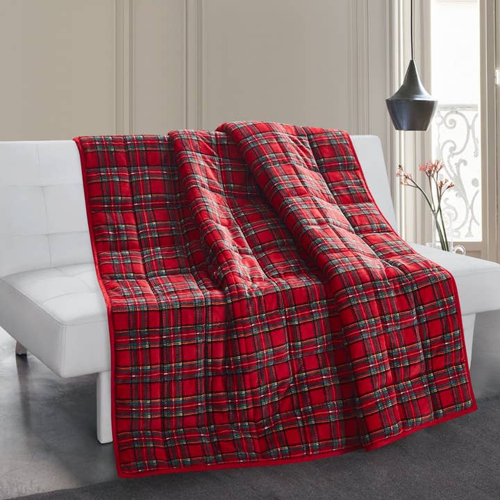 Couverture lestée Thesis avec perles de verre de qualité supérieure - Rouge plaid pour la vente par Thesis