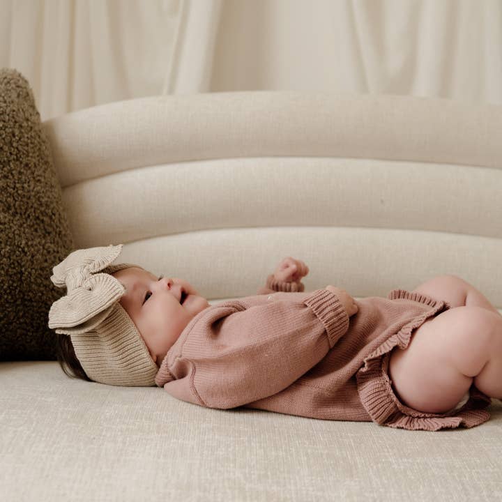 Pine Kids - Wholesale Fashion Headband - Baby - Ribbed Knit Bow Headband - Oat