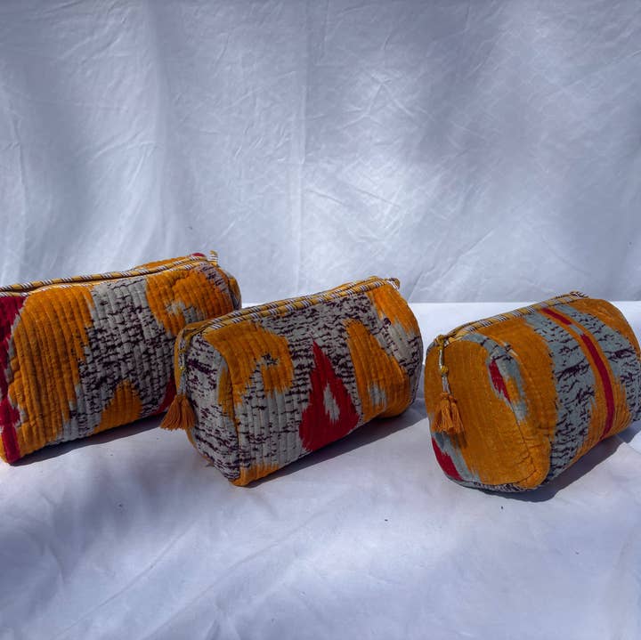 Tibet Handicrafts LLC - Wholesale Travel Set - Orange Vibes Velvet 3 Piece Travel Set