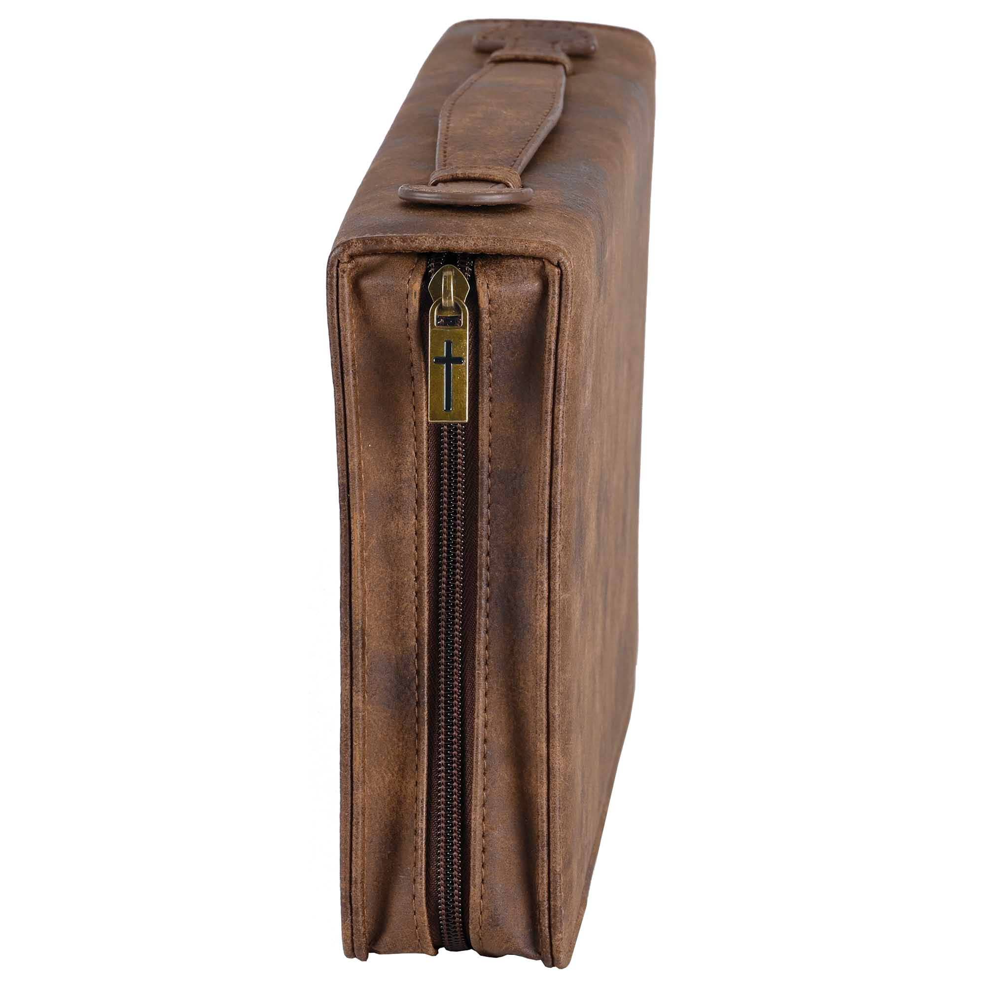 Dicksons - Wholesale Bijbelhoes - Witte Duif Bijbelhoes Kruis Suède-Look Bruin XLarge4