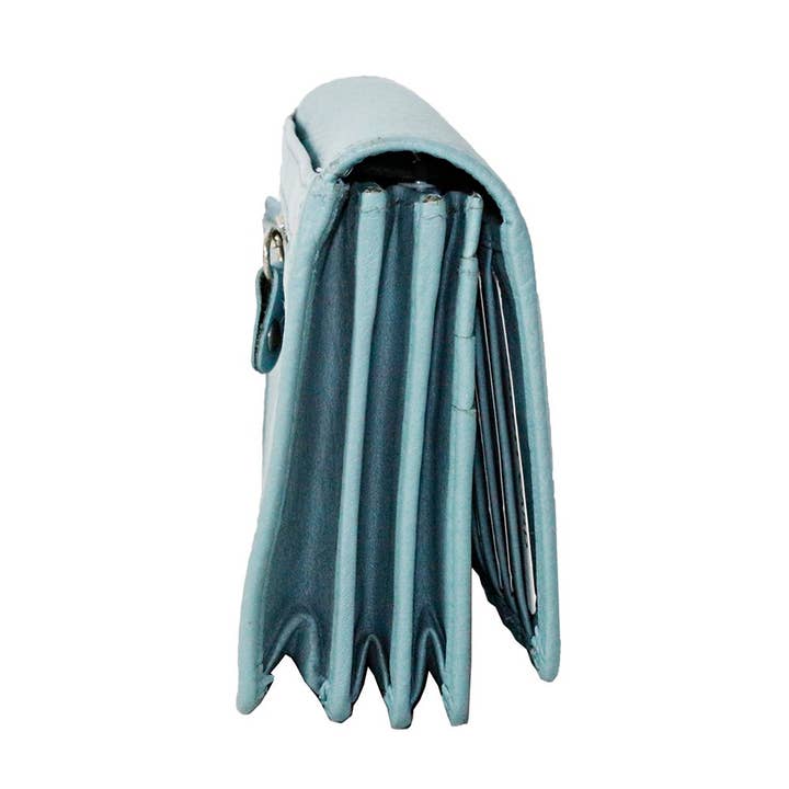 Arrigo - Vente Portefeuille – femme - Grand portefeuille pour femme en cuir bleu clair