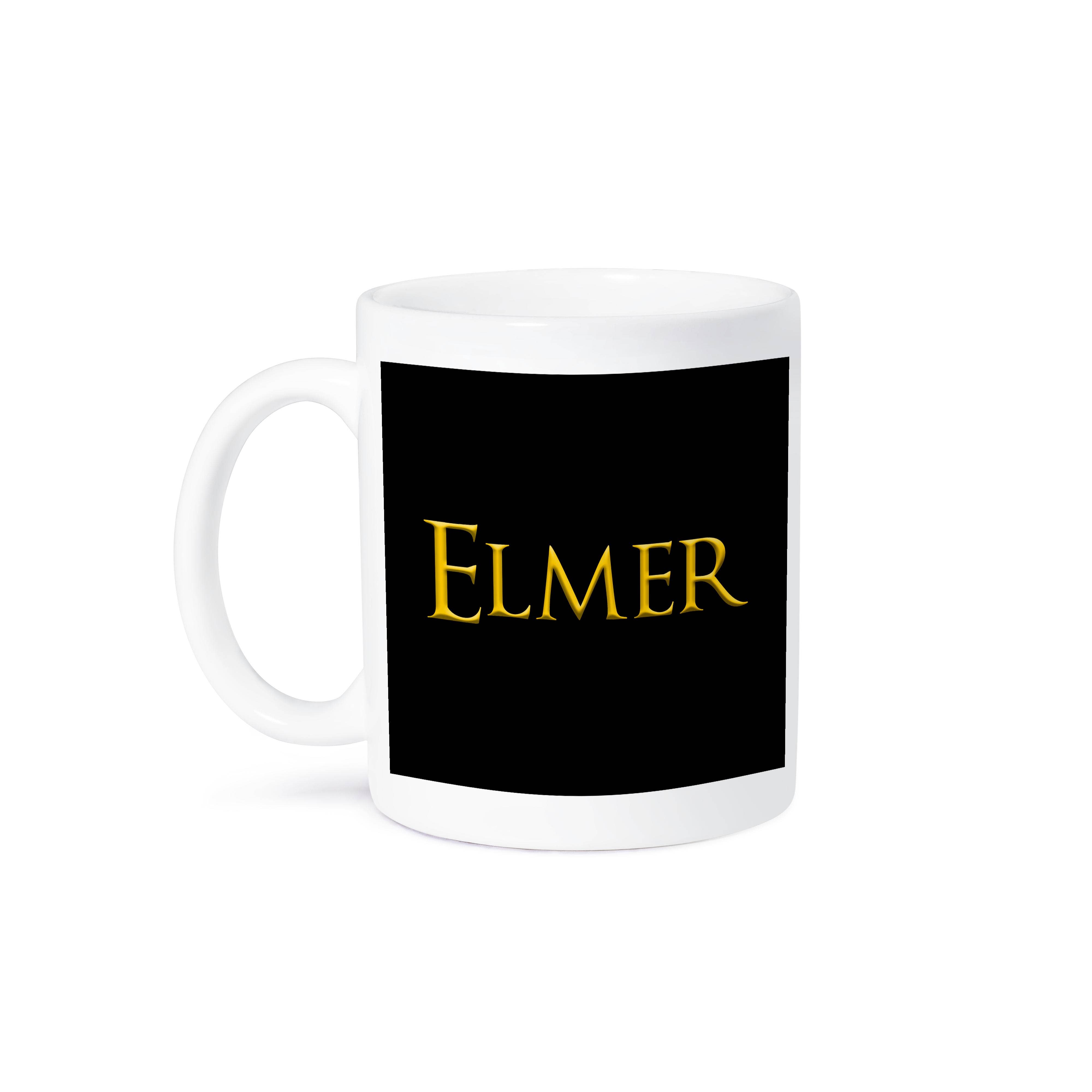 3dRose - Wholesale Coffee Mug - 3dRose, Elmer accepted well known male name in the USA. Yellow, black charm, Mug8