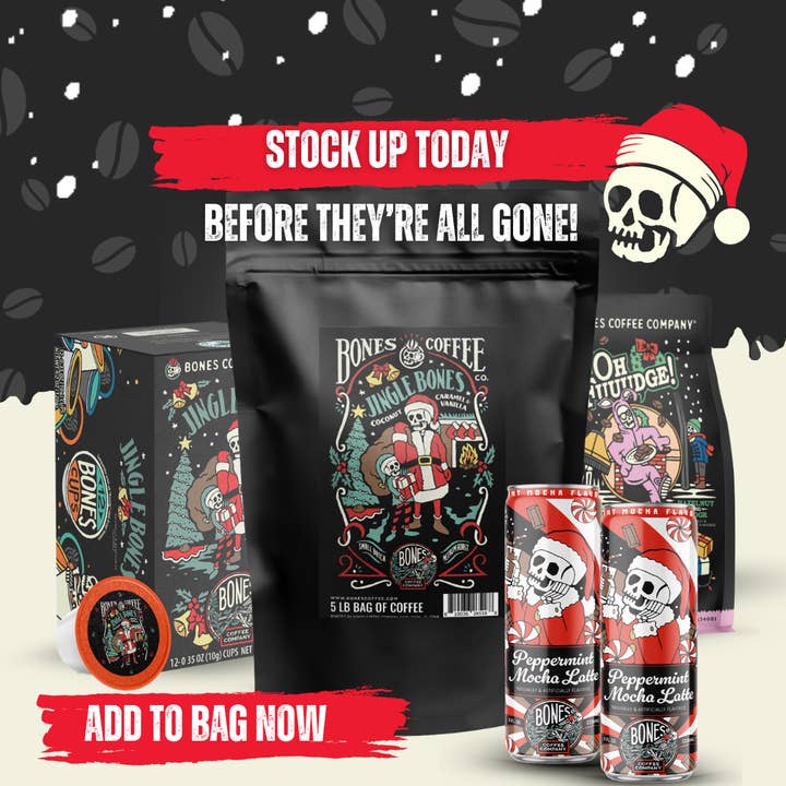 Bones Coffee Company - Wholesale Iced Coffee/Cold Brew - Peppermint Mocha Latte | 12-Pack | Holiday Iced Coffee