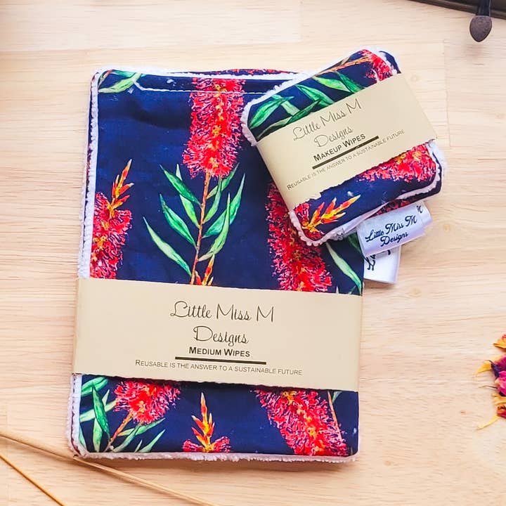 Navy Bottlebrush Make-up-Tücher für den Großhandel von Little Miss M Designs