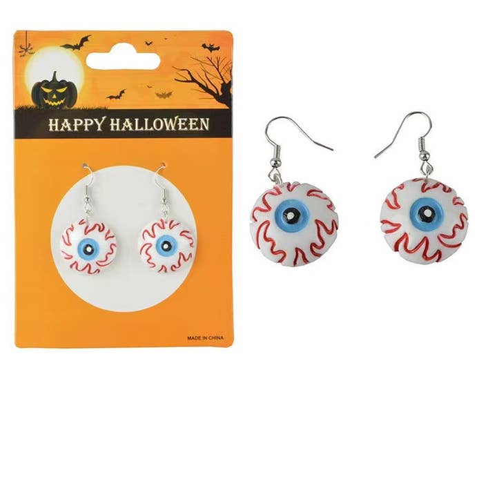 Western Fashion - Wholesale Dangle Earrings - 55516 - Fiery Blue Pupil Eyeball Earrings..