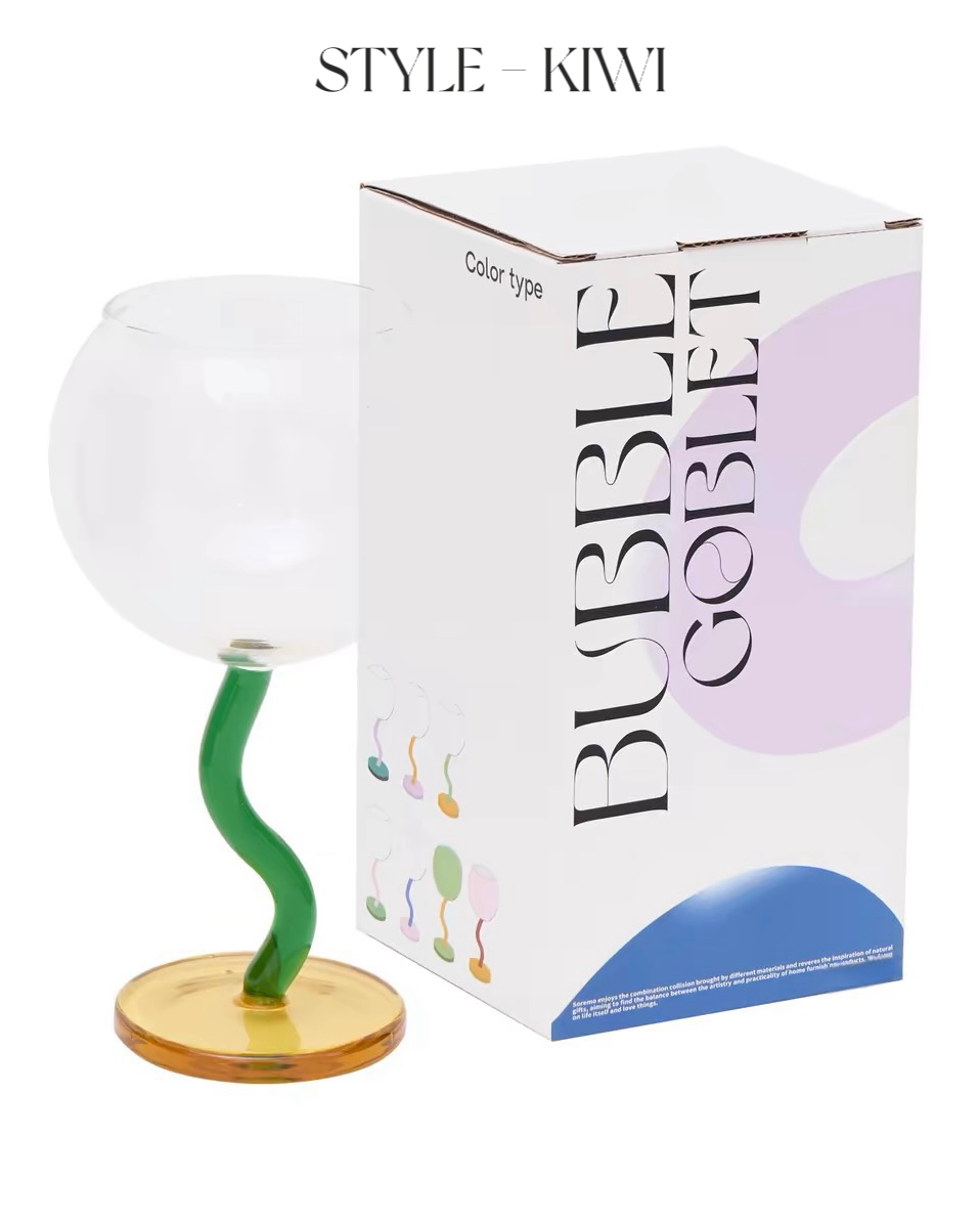 INSPECIAL HOME - Wholesale Wine Glass - Case of 40 Bubble Goblet, Retro Coloured Wine Cocktail Glass16