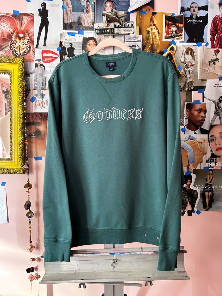 Green Goddess Crewneck for wholesale by Sarah Lederer