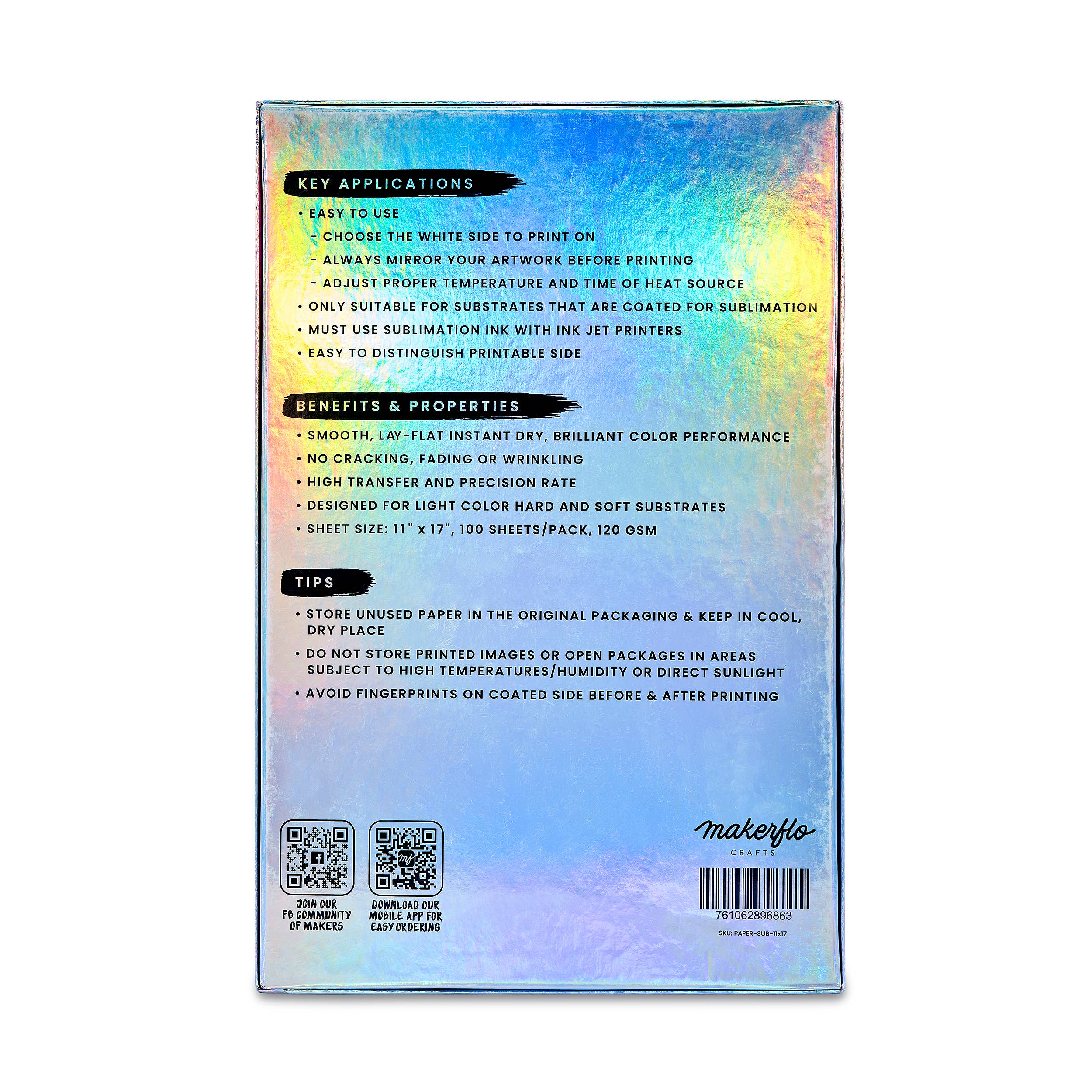 MakerFlo - Wholesale Craft Supplies - Makerflo Sublimation Paper 100 Sheets Heat Transfer Paper6