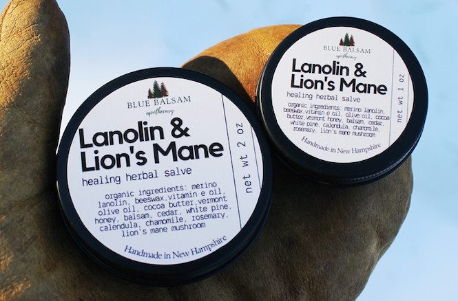 Blue Balsam Apothecary – wholesale Healing salve/balm/cream – Lanolin & Lion’s Mane Multipurpose Healing Herbal Salve  | New Hampshire Made | Natural Antiseptic | Anti-inflammatory | Antibiotic |2