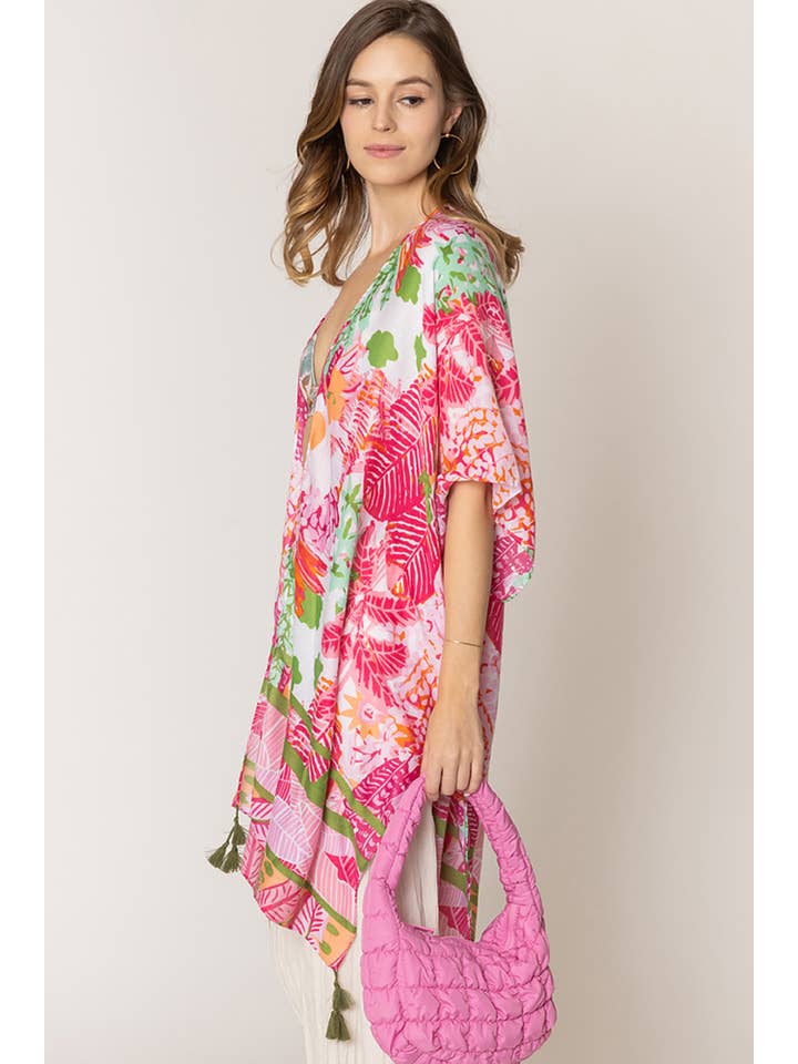 Hana - Wholesale Kimono - Women's - Floral Pattern Print Tassel Summer Kimono11