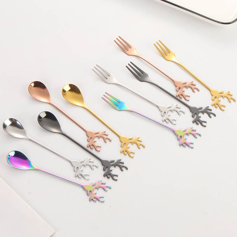 Sostraw & SmartThings - Wholesale Table Spoon (Cutlery) - Deer spoon for Christmas - Coffee, tea, dessert - 5 colors1