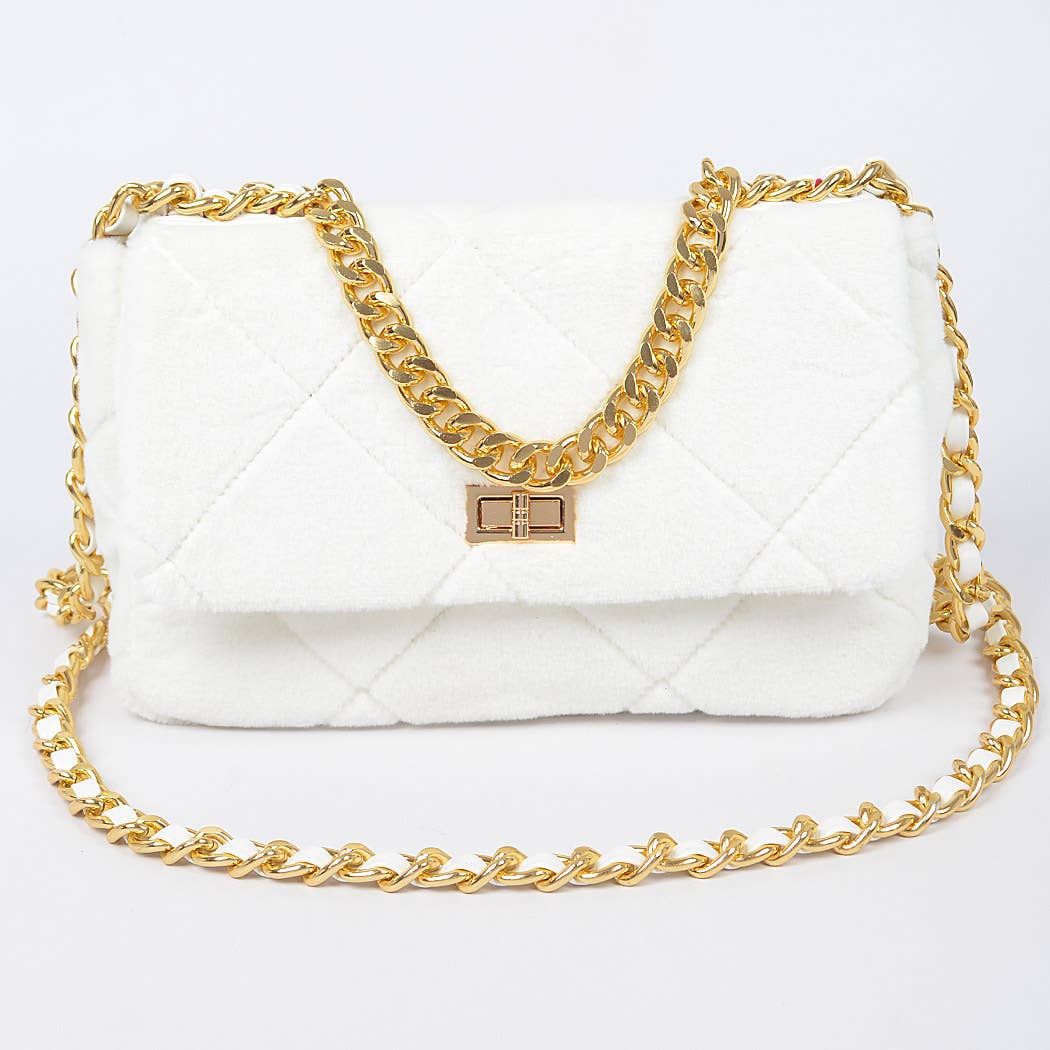 3AM BY H&D ACCESSORIES - Wholesale Crossbody Bag - Women's - Quilted Fur Chain Flap Clutch2