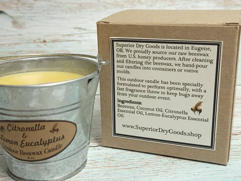 Superior Dry Goods - Wholesale Outdoor Candle - Citronella Mosquito Bucket Candle | Beeswax/Lemon Eucalyptus4