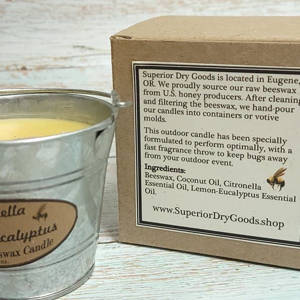 Superior Dry Goods - Wholesale Outdoor Candle - Citronella Mosquito Bucket Candle | Beeswax/Lemon Eucalyptus4