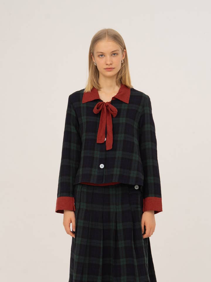 CARMEN SAYS - Wholesale Button Down Shirt - Women's - Evermore Plaid Blue and Red Shirt