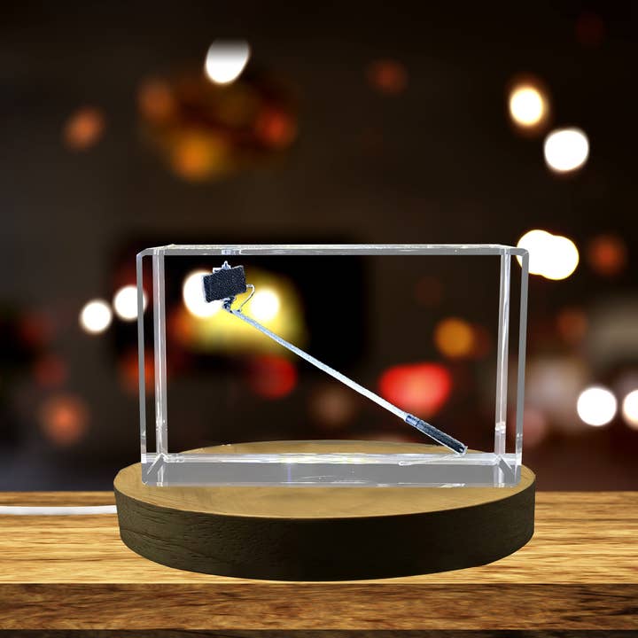 Capture the Moment: 3D Engraved Crystal Traveling Selfie for wholesale by AB Crystal Collection