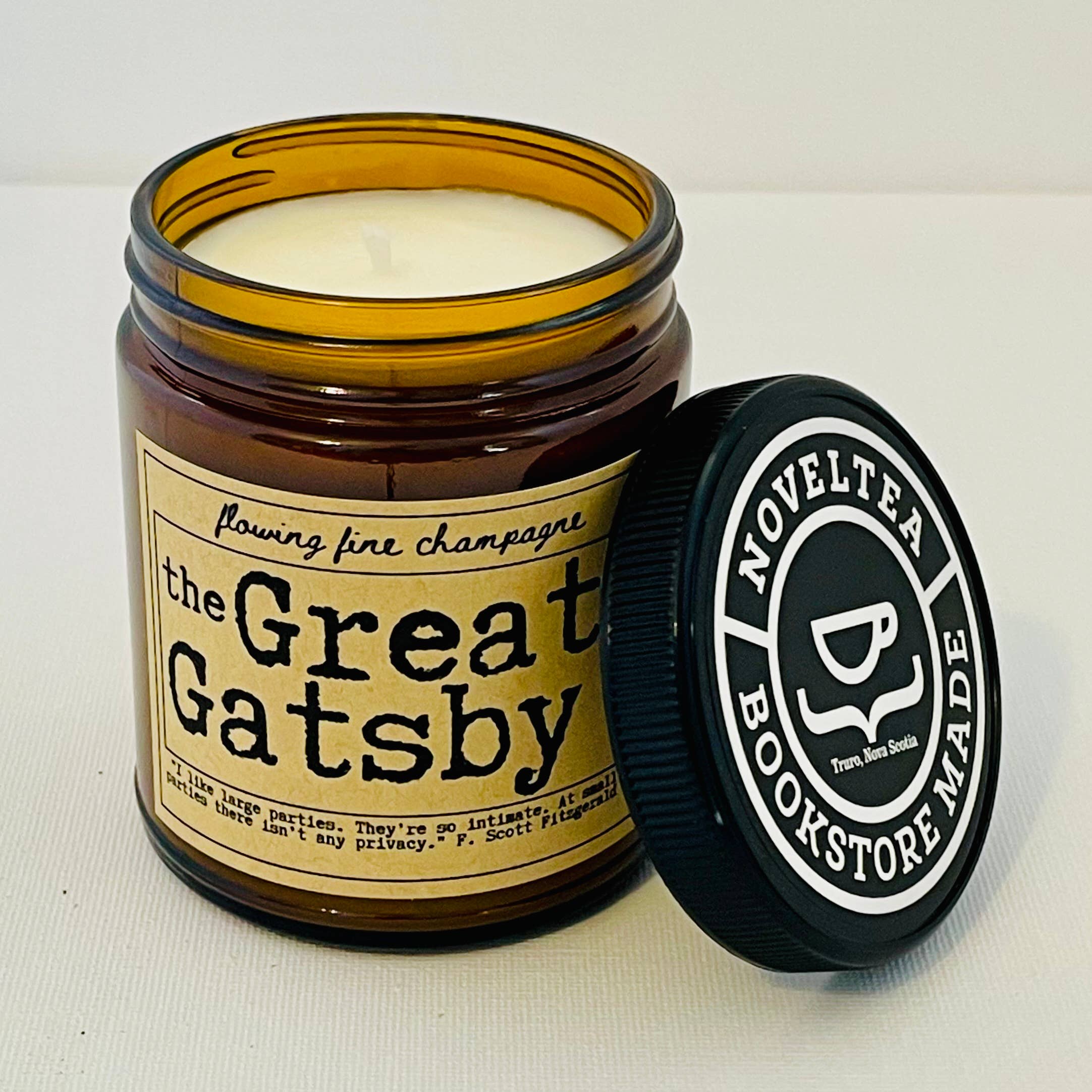 NovelTea Bookstore & Gifts - Wholesale Jar/Filled Candle - The Great Gatsby - Champagne Scented Candle1
