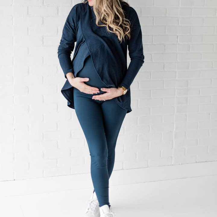 Legging de maternité Lynx Fully Belly, bleu marine pour la vente par New Genes Maternity