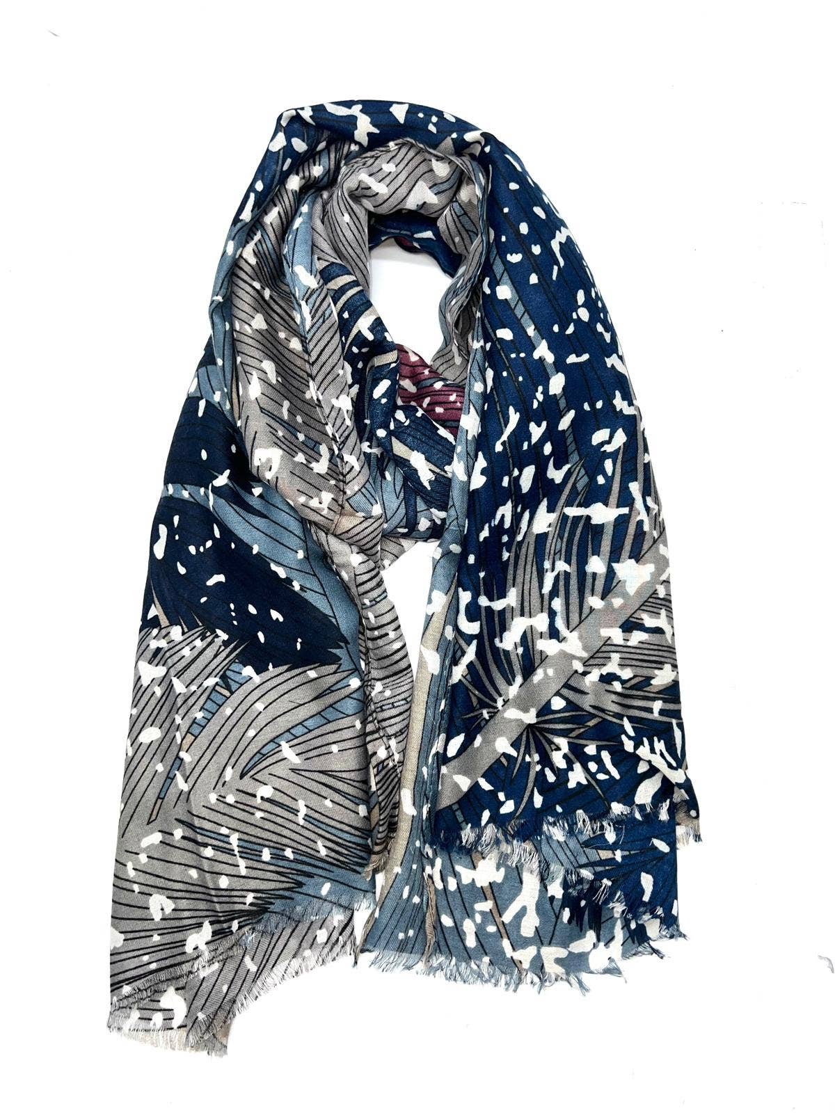 LINETA - Wholesale Scarf - Women's - H2018-77 Scarf with leaf pattern print7