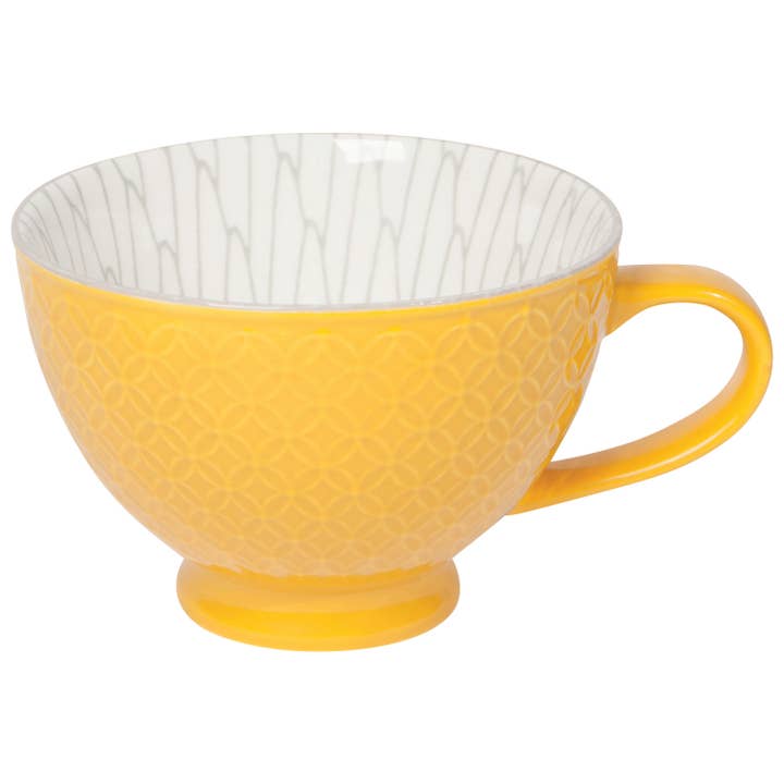 Yellow Stamped Latte Mug 14 oz for wholesale by Now Designs by Danica