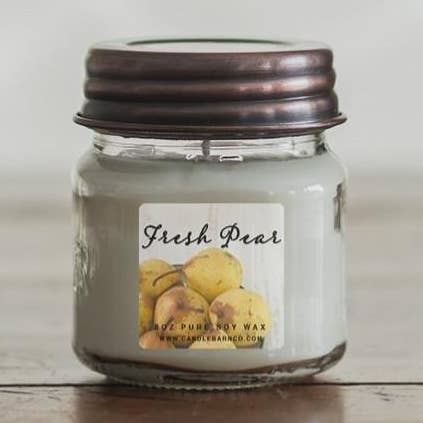 POIRE FRAÎCHE | Pot Mason de 8 oz | Bougie de soja 100% pur pour la vente par Timber Oak Candles