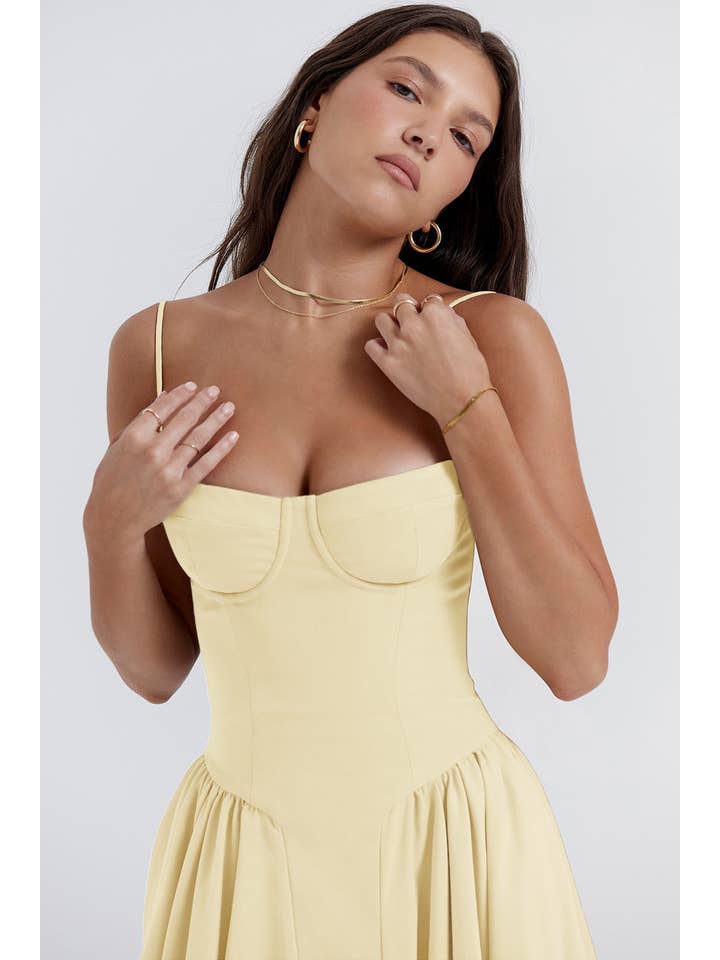 Sweetkama - Wholesale Dress - Women's - String Shoulder Solid & Floral Ladies Dress 2552821