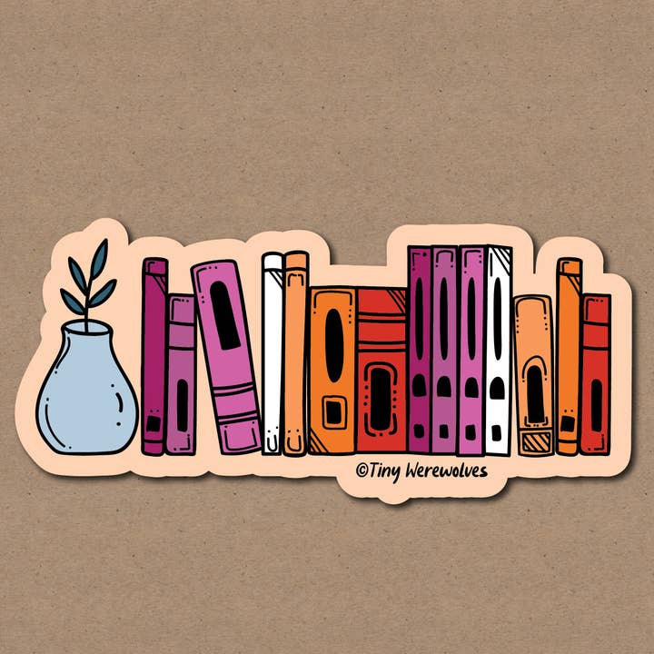 Tiny Werewolves - Wholesale Sticker - Lesbian Bookshelf Pride Sticker