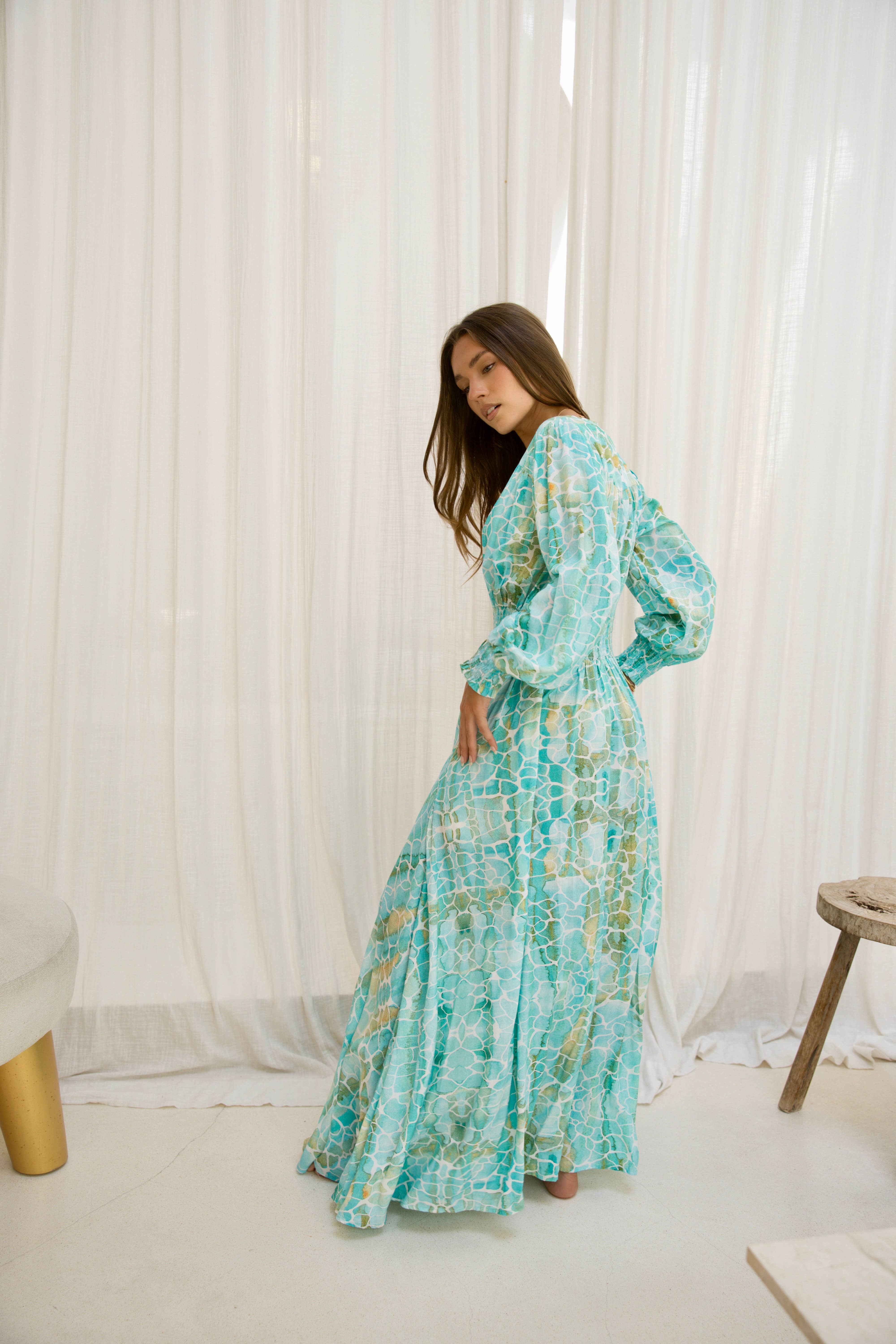 Sophia Alexia - Wholesale Dress - Women's - AQUA PEBBLES ST TROPEZ MAXI DRESS3