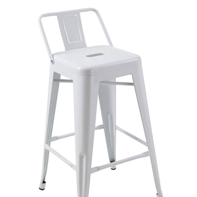 Tabouret de bar en métal avec dossier et assise en bois S5825 pour la vente par Creative Images International