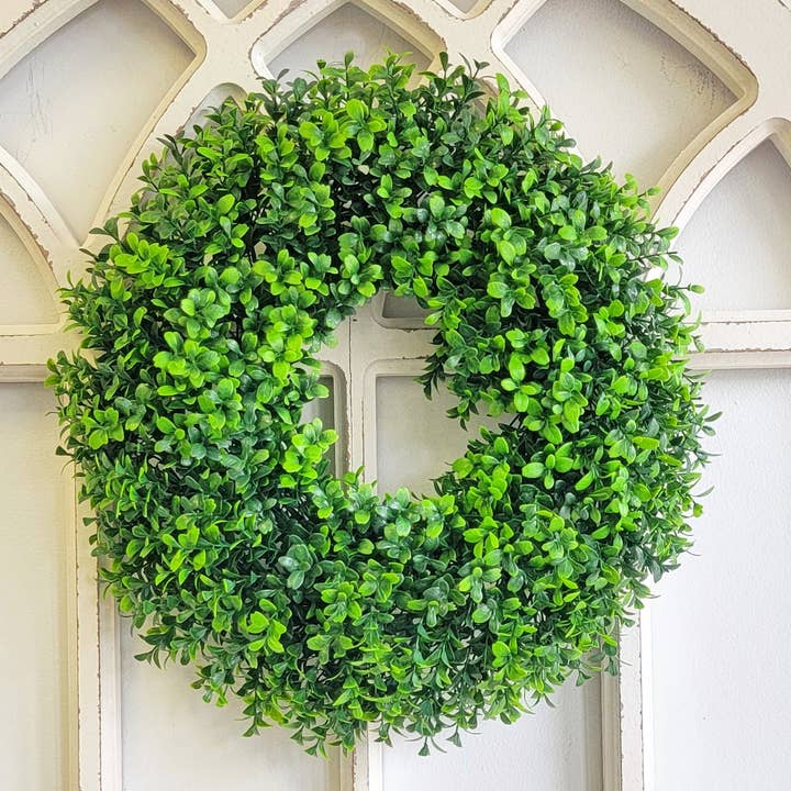 ES Essentials - Wholesale Wreath - Artificial Boxwood Wreath or Candle Ring 16" UV Protection