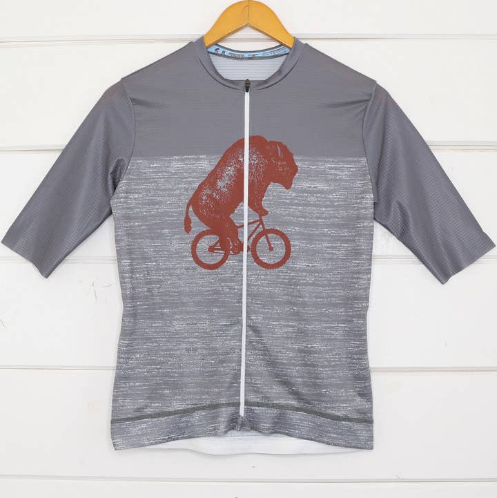 Grey Bison Zip-Up Racer Jersey for wholesale on Faire0