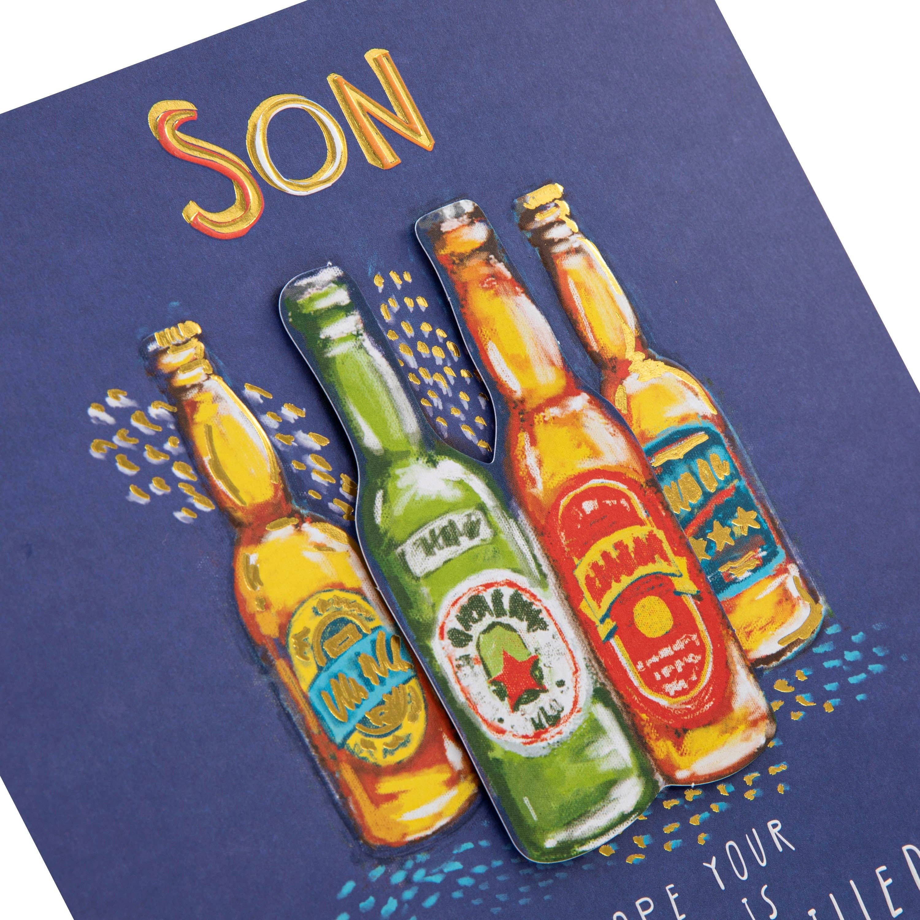 Hallmark – wholesale Birthday card – Birthday Card for Son - Blue Beer Bottle Design4